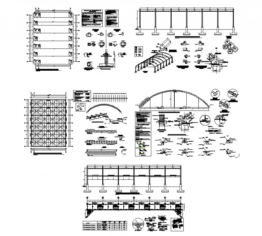 Column, roof and beam structure detail CAD construction 2d view layout file in autocad format